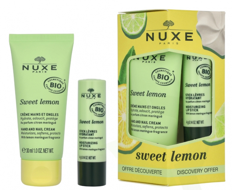 Nuxe Sweet Lemon Kit 34 ml Softening Lip Stick 4g/Hand And Nail Cream 30ml