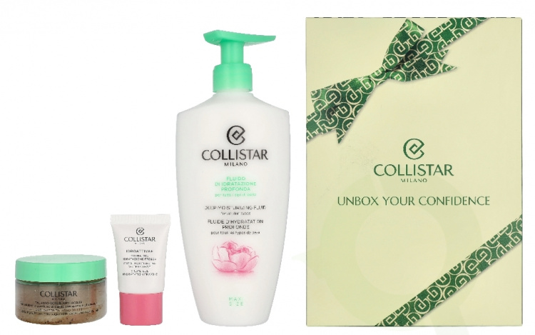 Collistar Corpo Set 565 ml Deep Hydration Fluid 400 ml / Thalasso Anti-Aqua Scrub 150 g / Mini Idroattiva Gel Cream 15 ml