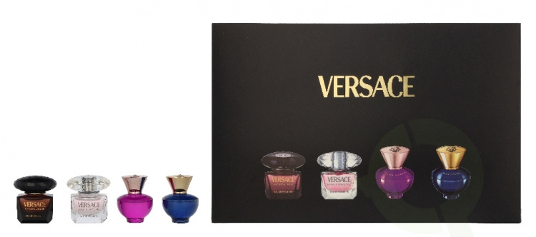 Versace Miniatures Set Women 20 ml 4x5ml - Crystal Noir Edt/Bright Crystal Edt/Dylan Purple Edp/Dylan Blue Edp