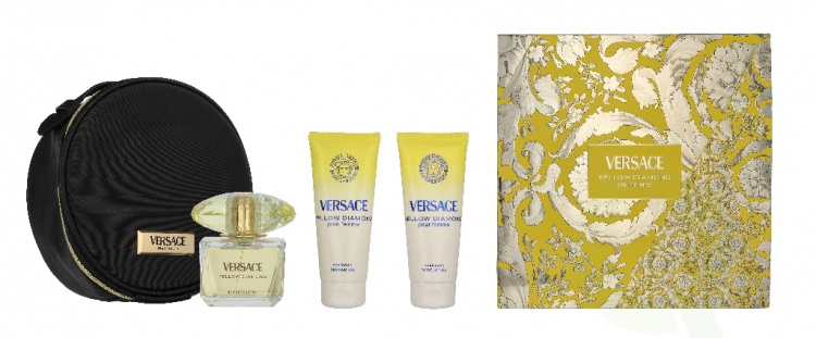 Versace Yellow Diamond Giftset 290 ml Edt Spray 90ml/Bath & Shower Gel 100ml/Body Lotion 100ml/Make-Up Case