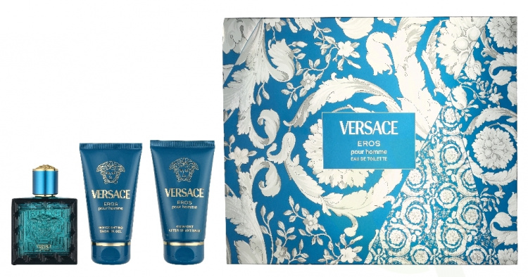 Versace Eros Pour Homme Giftset 150 ml Edt Spray 50ml/Bath & Shower Gel 50ml/Aftershave Balm 50ml