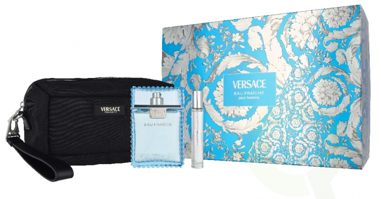 Versace Eau Fraiche Giftset 110 ml Edt Spray 100ml/Edt Spray 10ml/Black Trousse