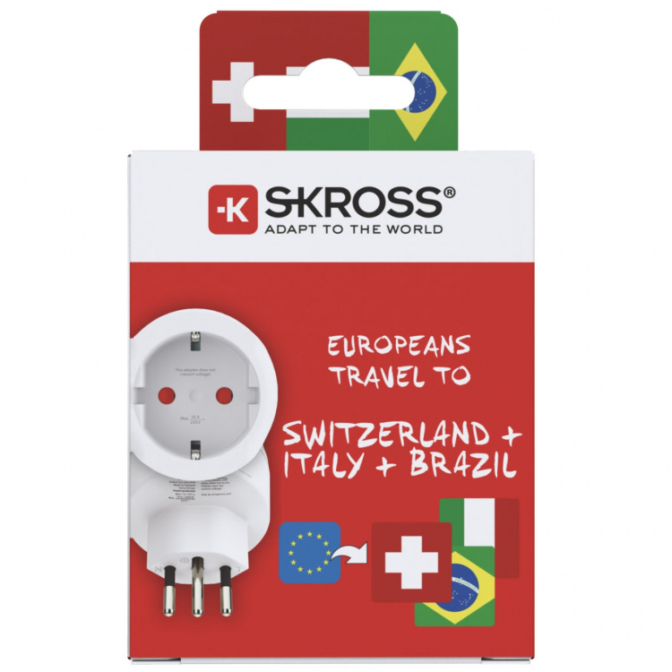 SKROSS Reseadapter Europa till Schweiz/Italien/Brasilien Jordad