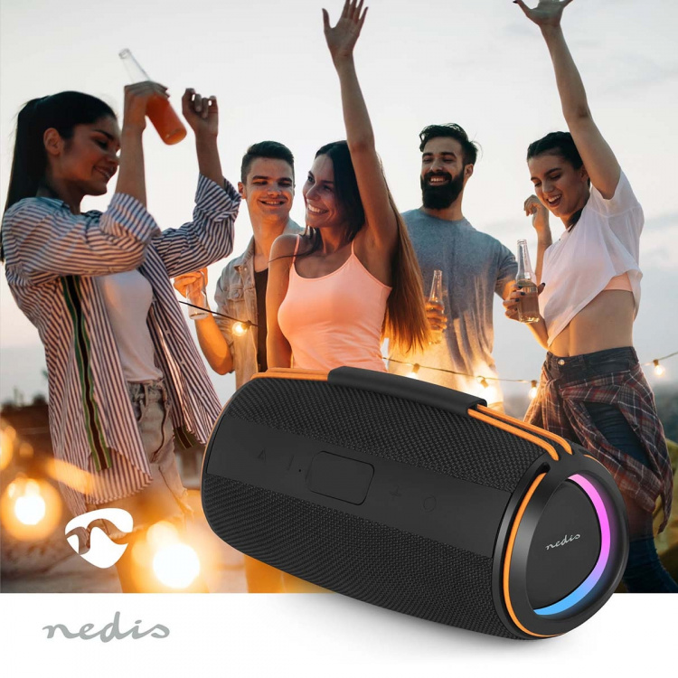 Nedis Bluetooth® Högtalare | 360 min | Handhållen design | 60 W | Stereo | Hem / Portable / Utomhus | Synkroniseringsbar | Orange / Svart