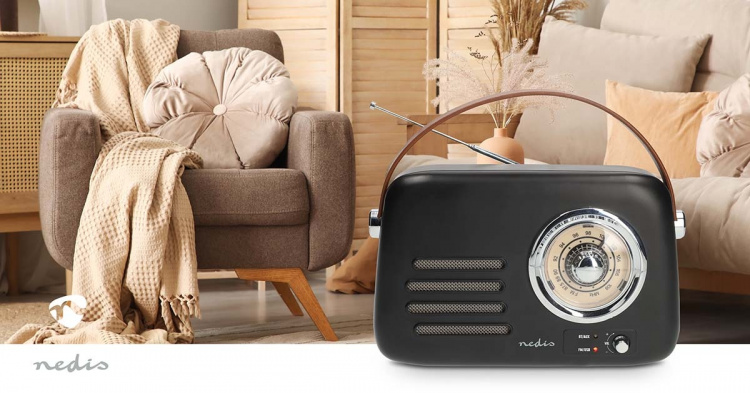 Nedis FM-radio | Portabel design | Bluetooth® / FM | Accu Powered / USB ström | Analog | 10 W | Bluetooth® | Svart