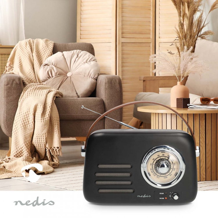 Nedis FM-radio | Portabel design | Bluetooth® / FM | Accu Powered / USB ström | Analog | 10 W | Bluetooth® | Svart