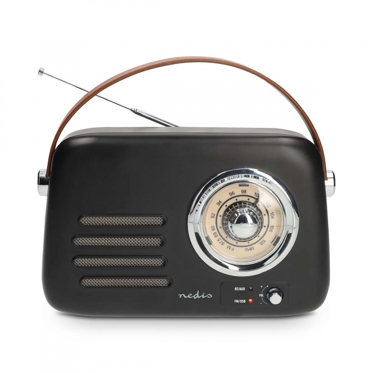 Nedis FM-radio | Portabel design | Bluetooth® / FM | Accu Powered / USB ström | Analog | 10 W | Bluetooth® | Svart