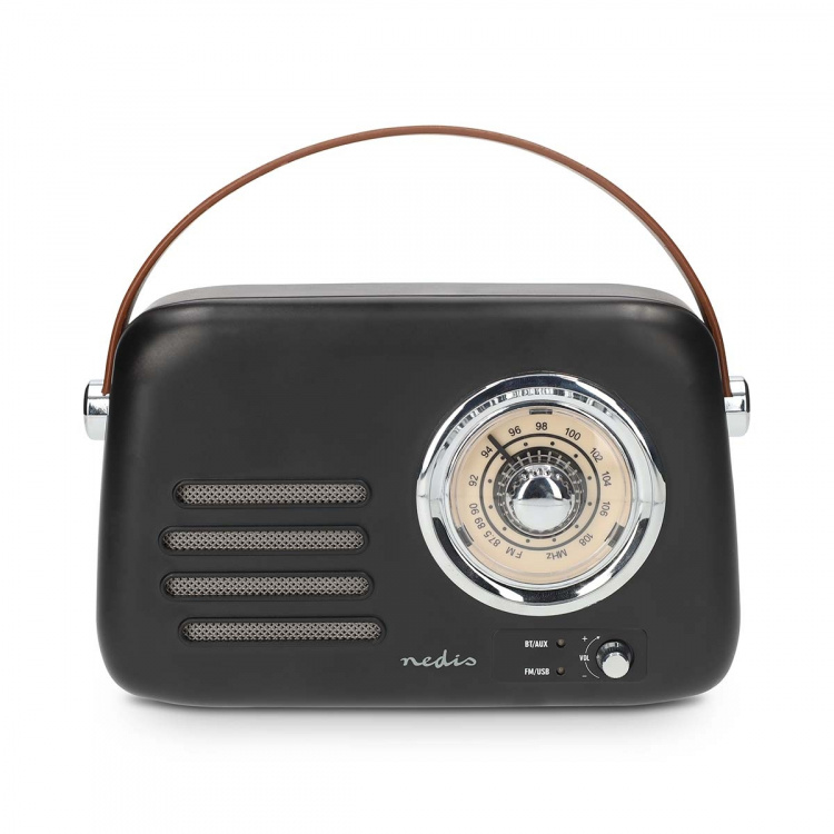 Nedis FM-radio | Portabel design | Bluetooth® / FM | Accu Powered / USB ström | Analog | 10 W | Bluetooth® | Svart