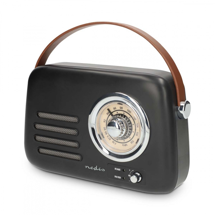 Nedis FM-radio | Portabel design | Bluetooth® / FM | Accu Powered / USB ström | Analog | 10 W | Bluetooth® | Svart