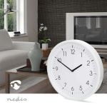 Nedis Väggklocka | Diameter: 360 mm | ABS | Tyst rörelse | Vit