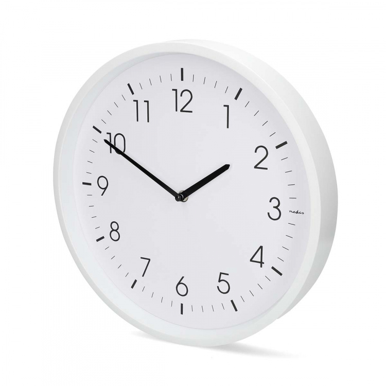 Nedis Väggklocka | Diameter: 360 mm | ABS | Tyst rörelse | Vit