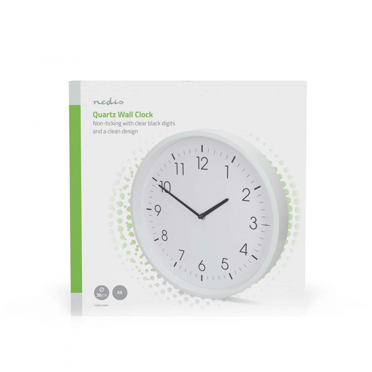 Nedis Väggklocka | Diameter: 360 mm | ABS | Tyst rörelse | Vit