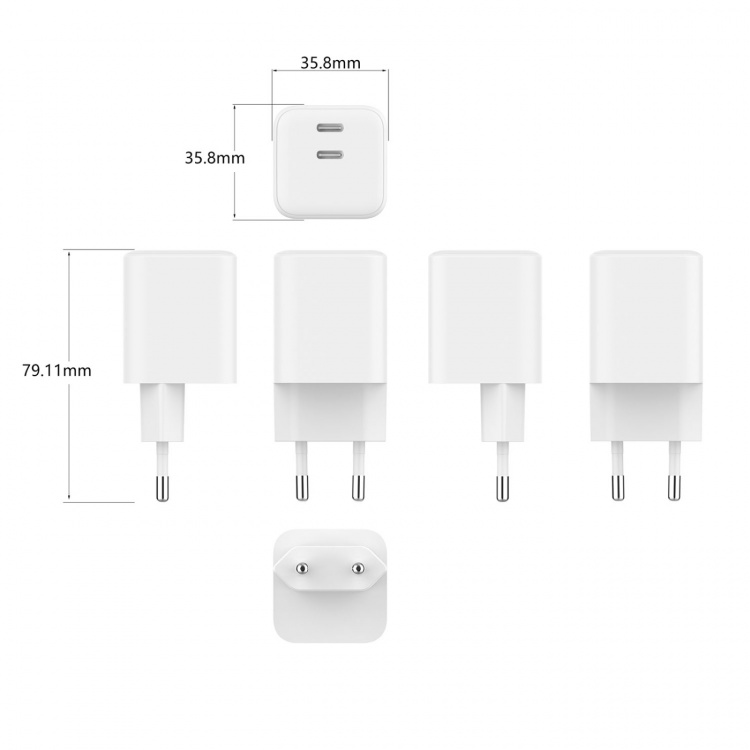 Gear Laddare 220V 2xUSB-C PD/PPS 65W GaN Vit