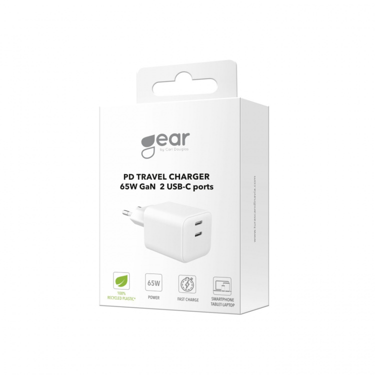Gear Laddare 220V 2xUSB-C PD/PPS 65W GaN Vit