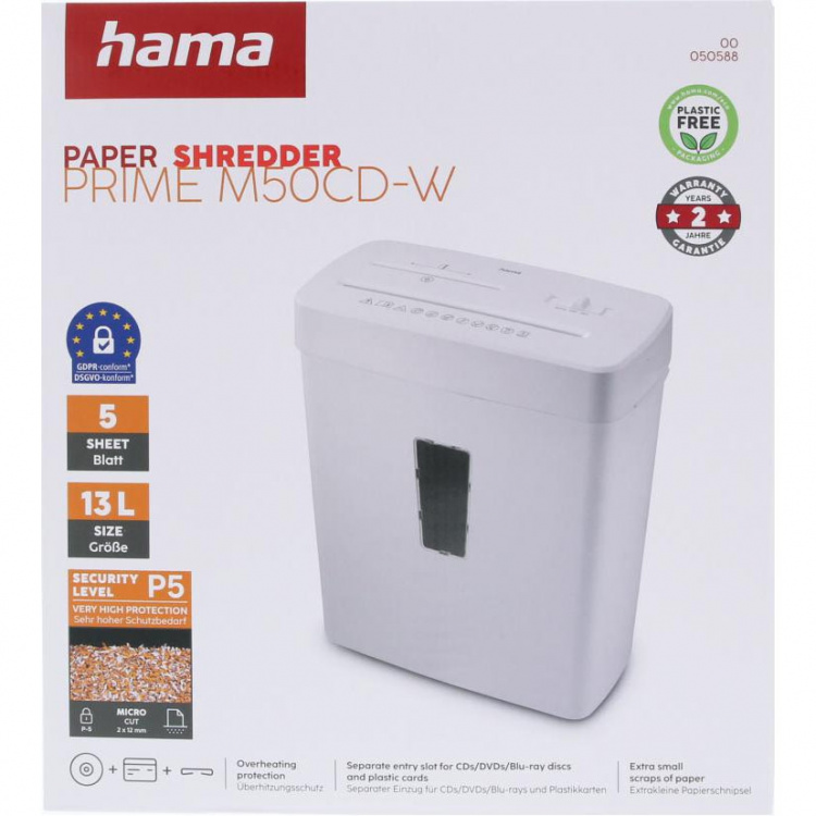 Hama Dokumentförstörare Prime M50CD-W Vit