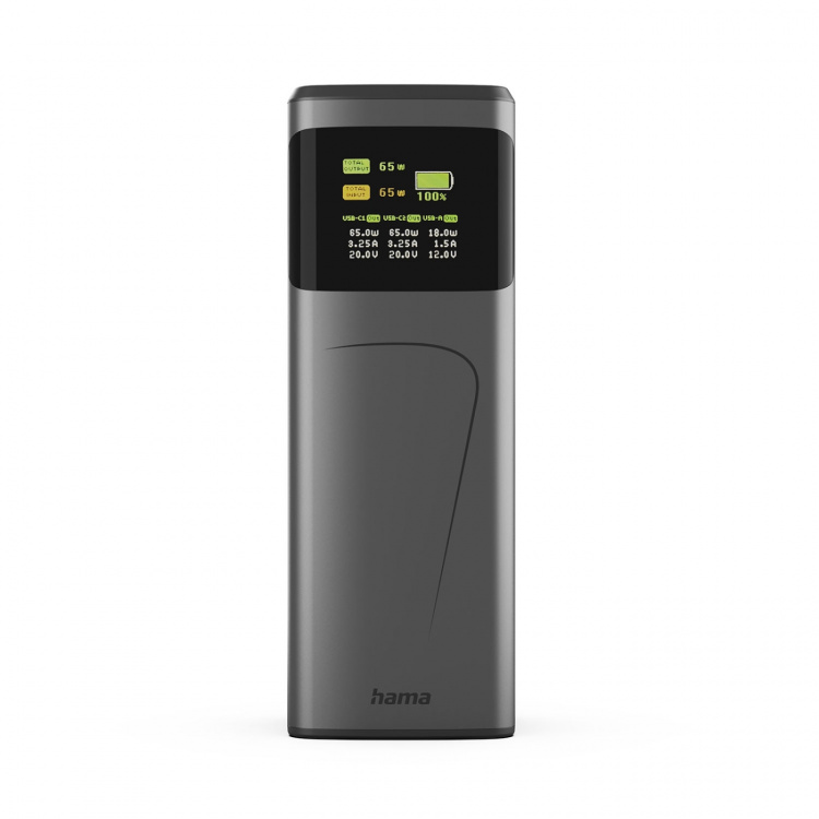 Hama Powerbank 20000mah 2xUSB-C 1xUSB-A 65W Snabbladdning