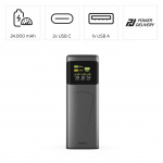 Hama Powerbank 24000mah 2xUSB-C 1xUSB-A 200W Snabbladdning