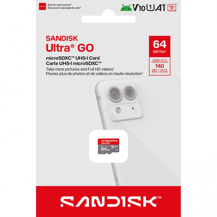 SanDisk MicroSD Ultra GO 64GB 140MB/s C10 UHS U1 A1