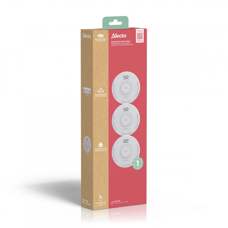 Alecto Fristående brandvarnare med 1 års batteri 3 st