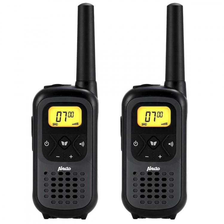 Alecto Walkie-Talkie Set | 2 handenheter | Upp till 7 km | Frekvenskanaler: 16 | PTT / VOX | 35 h standby | Headsetutgång | Svart