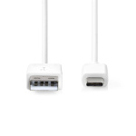 Nedis USB-kabel | USB 2.0 | USB-A Hane | USB-C™ Hane | 15 W | 480 Mbps | Nickelplaterad | 0.50 m | Rund | PVC | Vit | Label