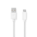Nedis USB-kabel | USB 2.0 | USB-A Hane | USB-C™ Hane | 15 W | 480 Mbps | Nickelplaterad | 0.50 m | Rund | PVC | Vit | Label