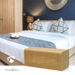 Nedis Digital klockradio | LED | USB-C™ Female | FM | Snooze-funktion | Sov timer | Antal alarm: 2 | Brun
