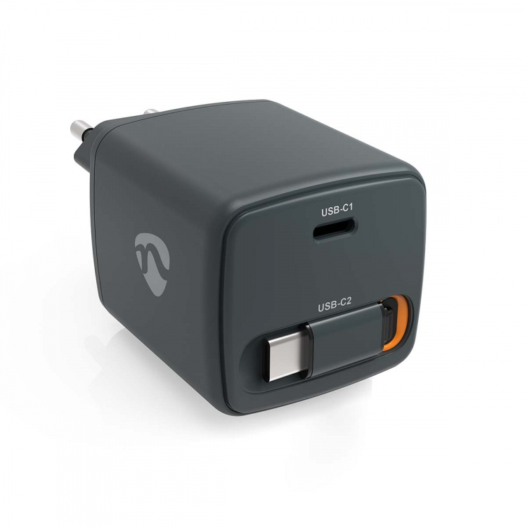 Nedis Väggladdare | Med indragbar kabel | 30 W | GaN | PD3.0 30W | 1.5 / 2.0 / 2.5 / 3.0 A | Antal utgångar: 1 | USB-C™ | USB-C™ utdragbar kabel | 0.75 m | Automatiskt val av Spänning | Svart
