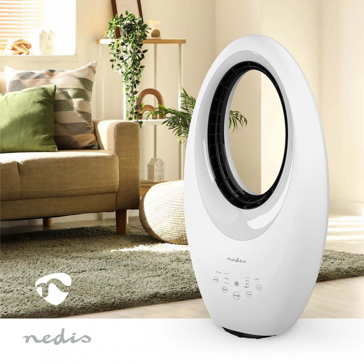 Nedis Bladlös fläkt | Strömadapter | 50 W | Svängning | Fjärrkontroll | Stäng av timer: 7.5 h | 3 hastighetsinställning | Vit