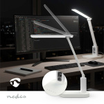 Nedis LED Bordslampa | Dimbar | Integrerad spegel | 3 Ljuslägen | 220 lm | Uppladdningsbara | Dimmer - På enhet | Vit