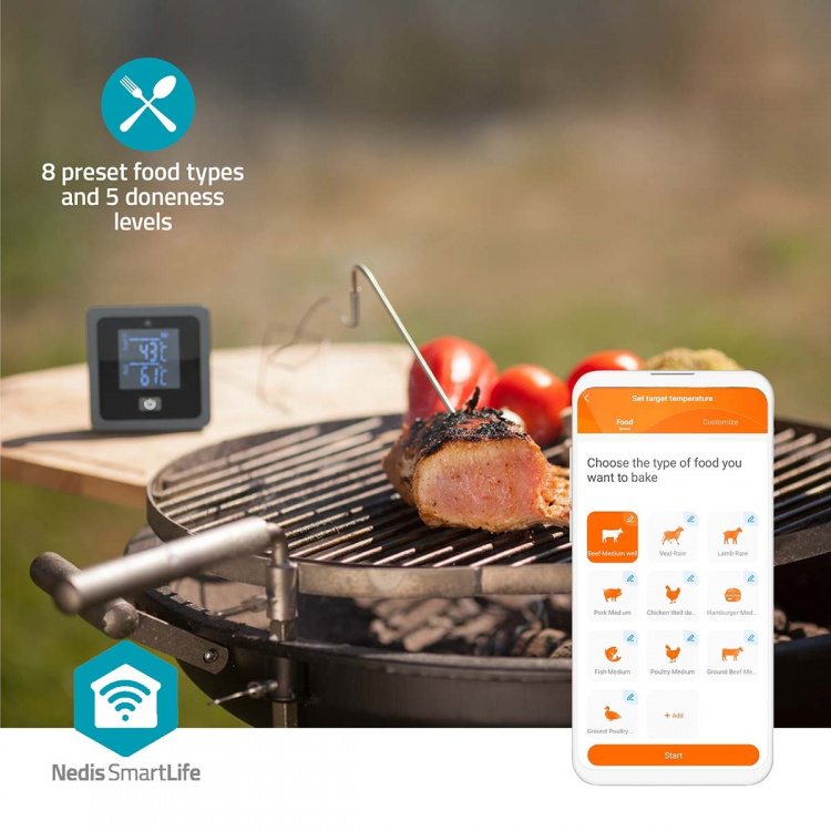 Nedis SmartLife Meat Thermometer | Bluetooth | 2 Probes