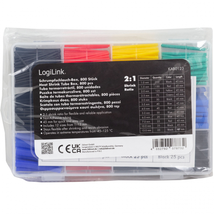 LogiLink Krympslangar 800-pack 45mm långa Mixade färger