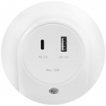 LogiLink Nattlampa LED skymningssensor Laddare 18W PD QC