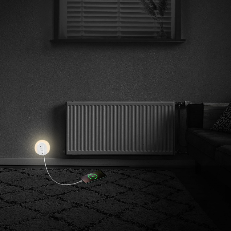 LogiLink Nattlampa LED skymningssensor Laddare 18W PD QC