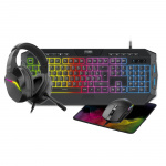 Freaks and Geeks 4-i-1-paket QWERTZ-tangentbord + mus + musmatta + headset (RGB)