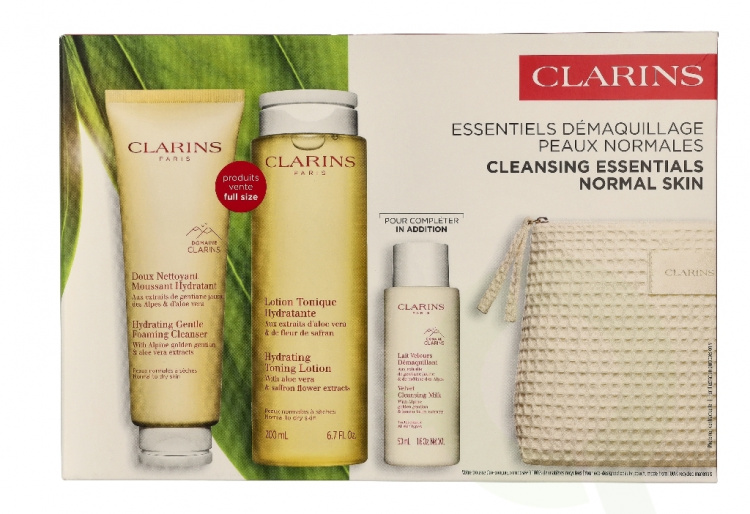 Clarins Age-Defying & Firming Essentials Set 375 ml Pouch/Cleanser 125ml/Lotion 200ml/Milk 50ml