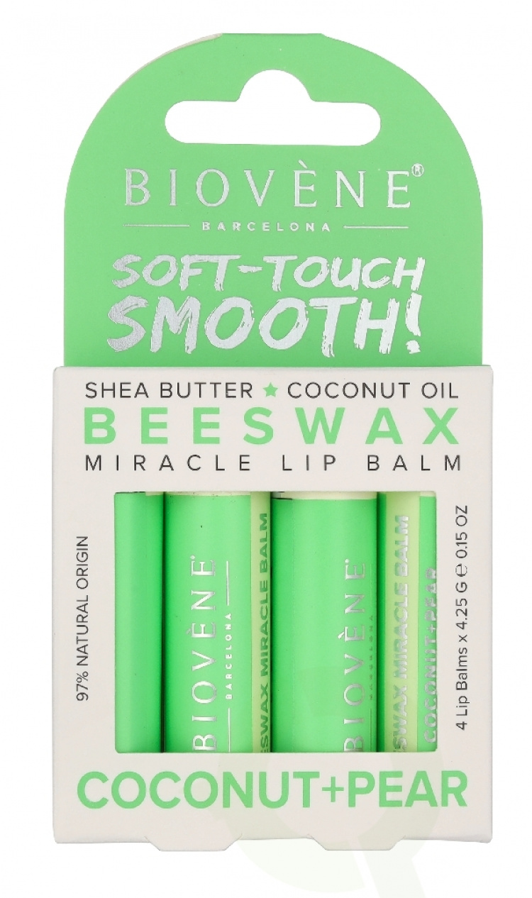 Biovene Soft-Touch Smooth! Beeswax Coconut+Pear Lip Balm Set 17 g 4x4,25g