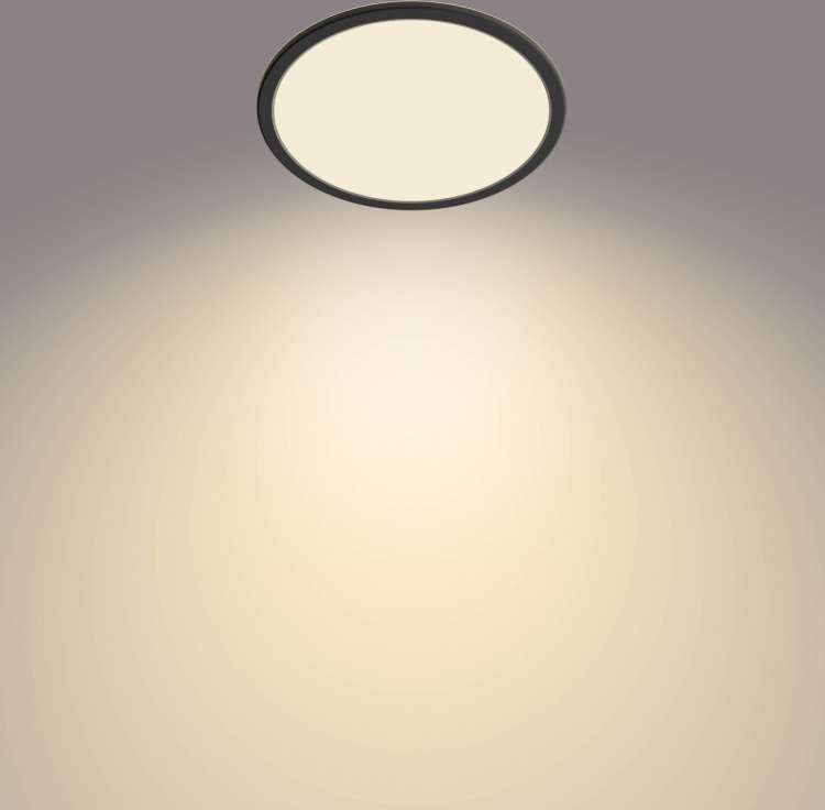 Philips Superslim CL550 taklampa, rund, svart, 1300 lm, 2700K
