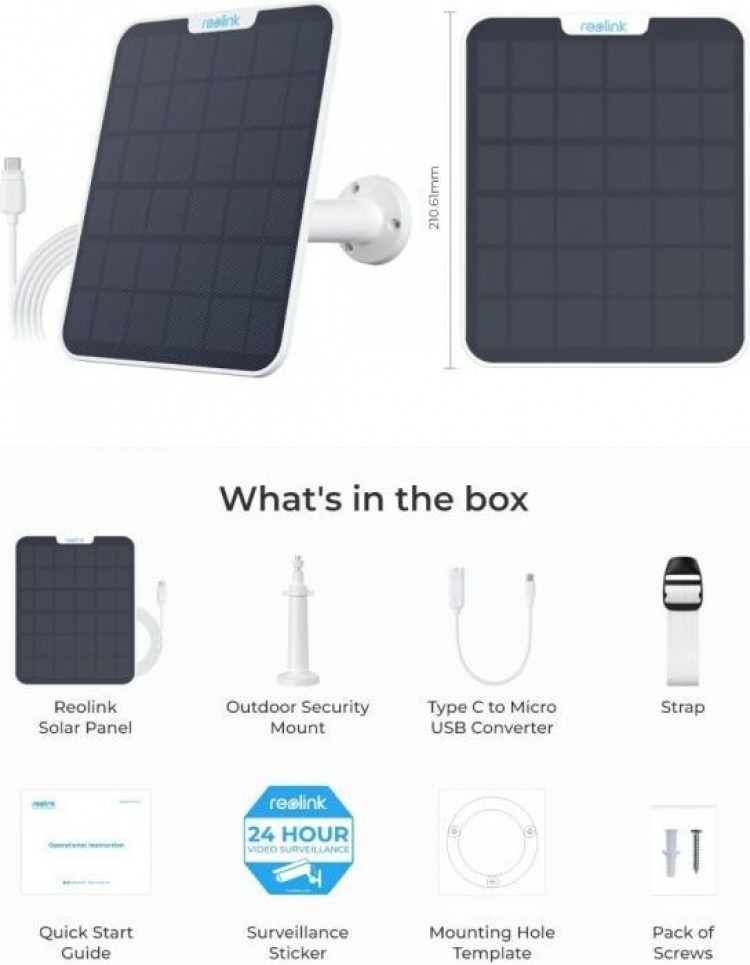 Reolink Solar 2-solpanel Reolink för kameror, vit