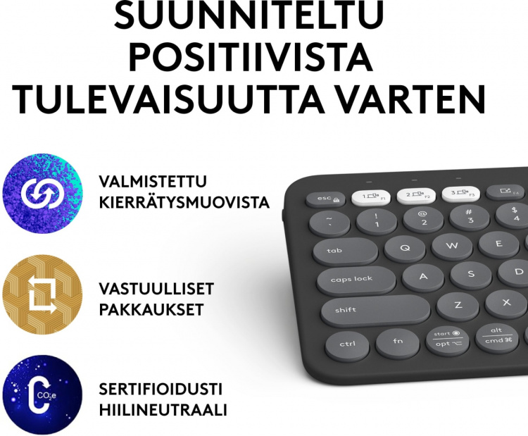 Logitech Pebble Keys 2 K380s-tangentbord, grått