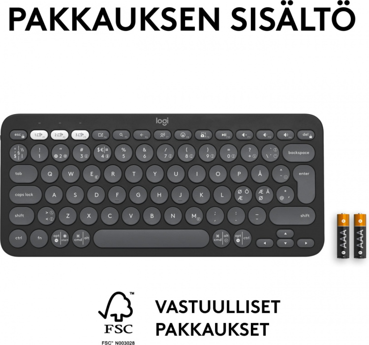 Logitech Pebble Keys 2 K380s-tangentbord, grått