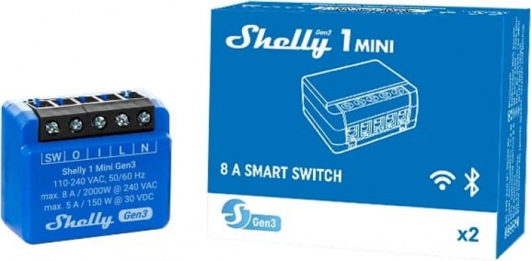 Shelly 1 Mini Gen3 – reläbrytare för Wi-Fi-nätverk