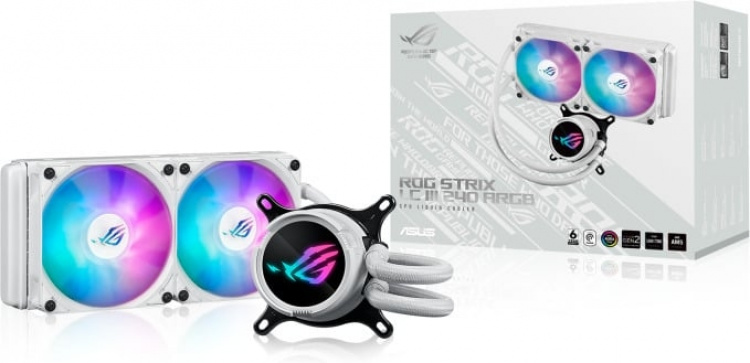 ASUS ROG STRIX LC III 240 ARGB White Edition – vätskekylningssystem, vitt.