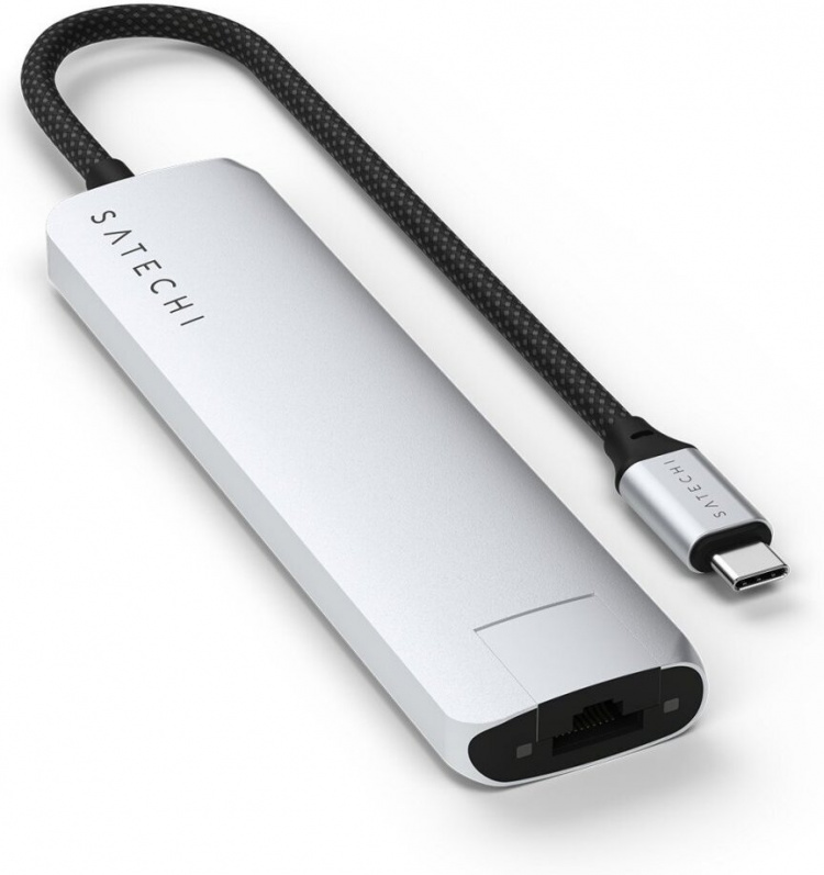 Satechi 7-i-1 USB-C Slim Multiport-adapter med Ethernet, silver