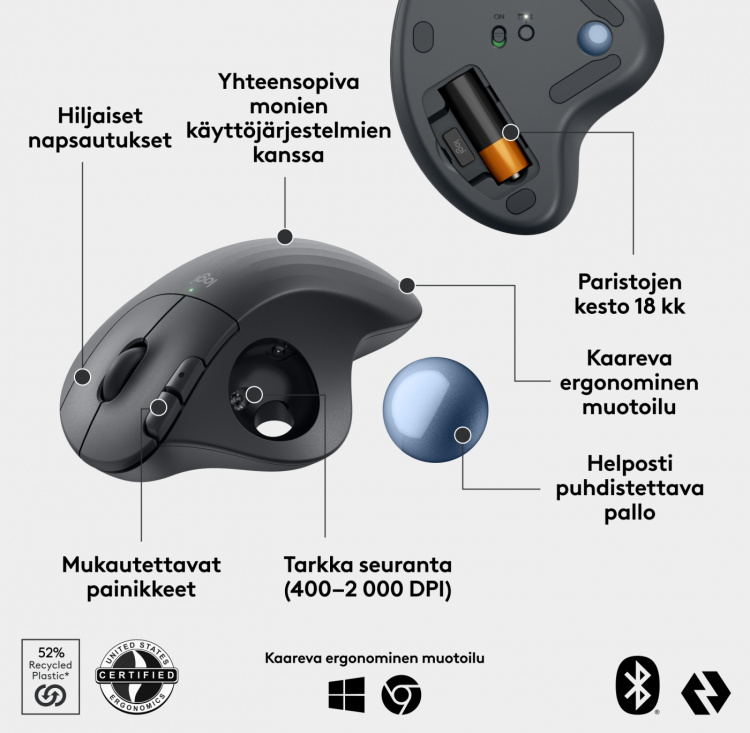 Logitech Ergo M575S -kuglemus, grafit