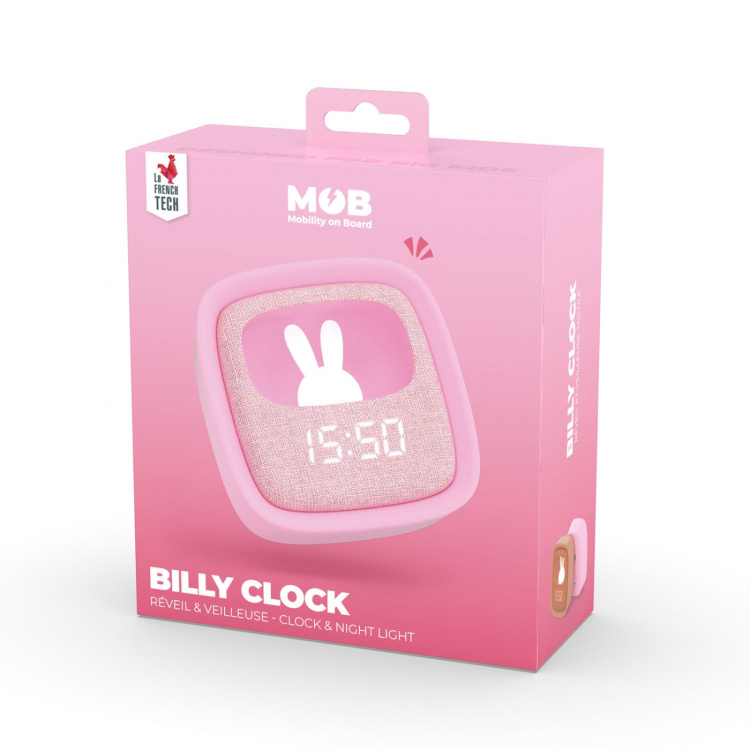 Mobility On Board Väckarklocka med Nattlampa Billy Clock Rosa Marshmallow