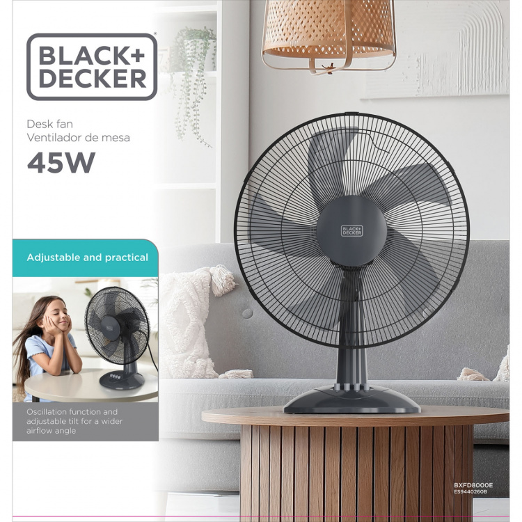 BLACK+DECKER Bordsfläkt 40cm 45W Svart