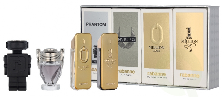 Paco Rabanne Miniatures Set 20 ml 1 Million Edt Spray 5ml/1 Million Elixir Parfum 5ml/Invictus Edt Spra 5ml/Phantom Edt Spra 5ml