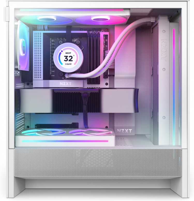 NZXT H5 Flow RGB (2024) ATX-chassi med fönster, vit