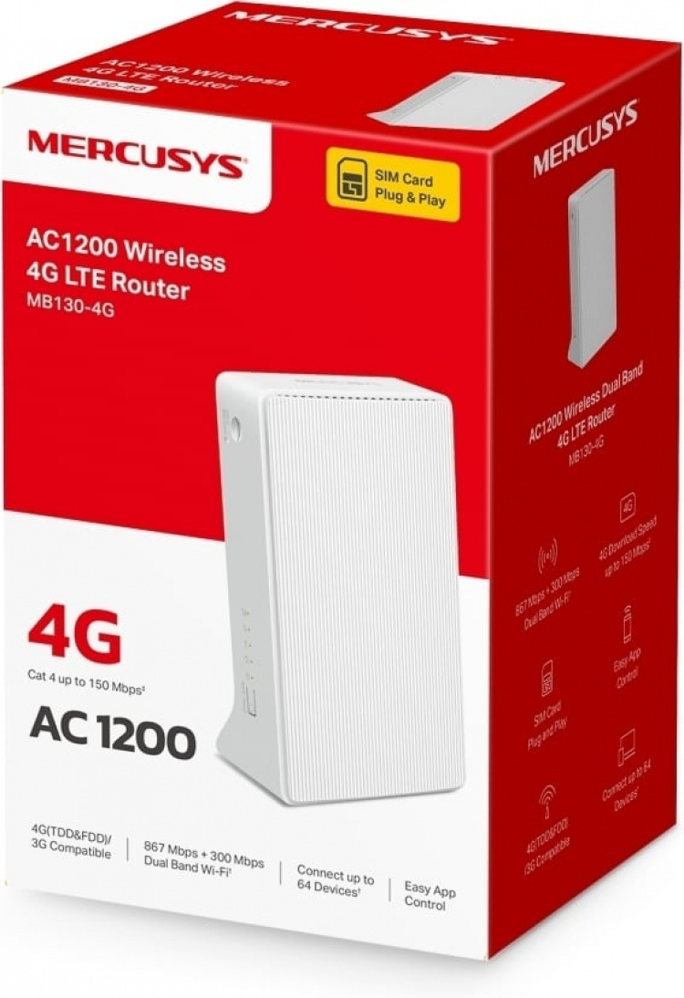 Mercusys MB130 4G LTE-modem och WiFi-basstation 